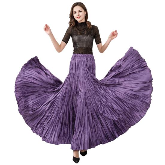 Women Maxi Skirt Elastic High Waist Super Large Pendulum Design Long Skirt Pleated Dance Skirt Party Wear