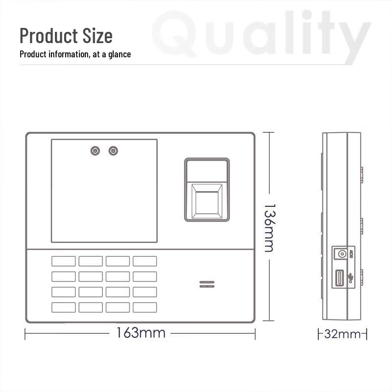 Deli T999W Dynamic Face & Fingerprint Time Attendance System CN plug (adapter included)