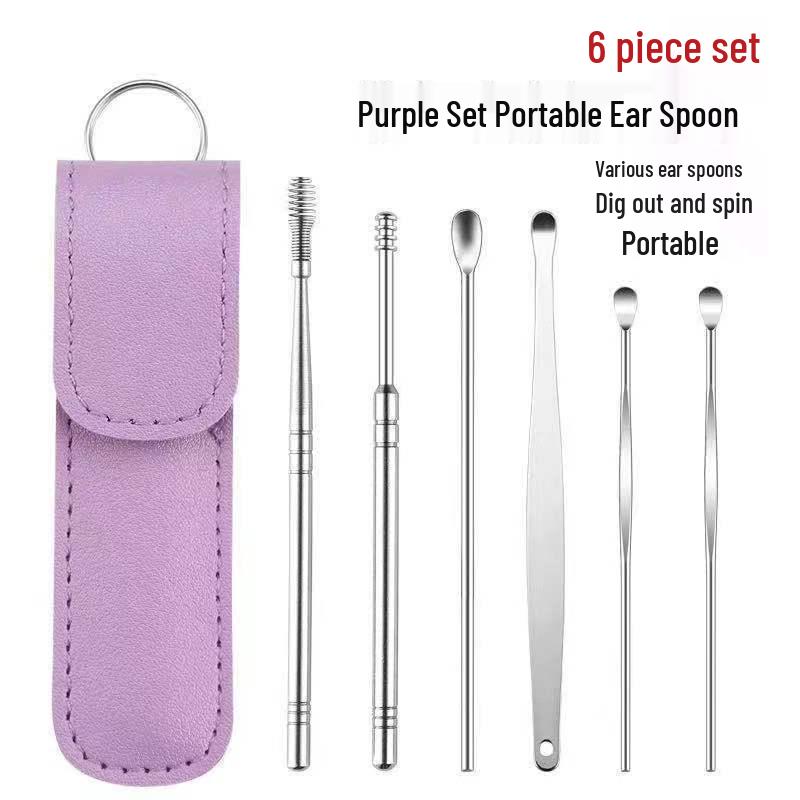 Набор из 6 предметов для чистки ушей из нержавеющей стали для взрослых и детей