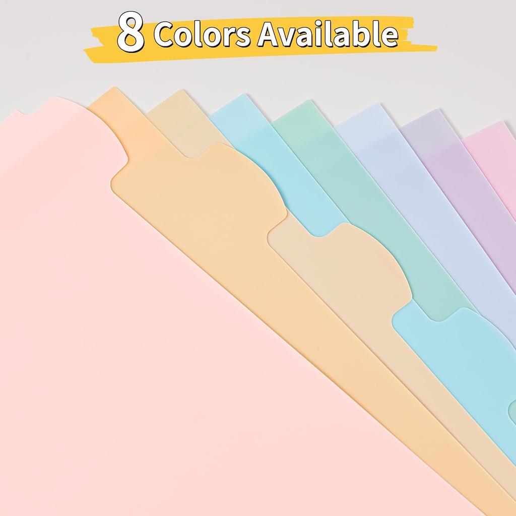 JARLINK 8 Tabs Dividers for 3 Ring Binder, Durable Plastic Write & Erase Binder Dividers for Letter Size, Cute Binder Dividers for Student, Teacher,