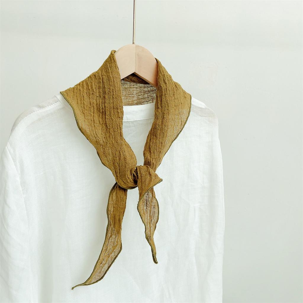 Clearance Welfare Retro Linen Square Scarf Literary And Versatile Women'S Summer Neck Protection Cotton And Linen Small Silk Scarf Scarf Printed Model