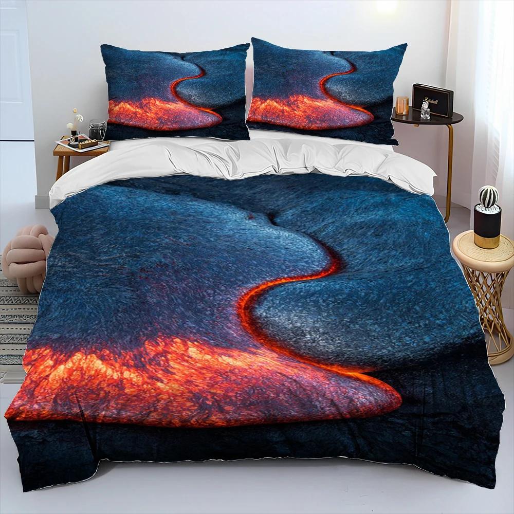 3D Набор постельного белья с одеялом «Лава вулкана», Пододеяльник, Наволочка, Размер Кинг, Квин, Взрослый, Детский