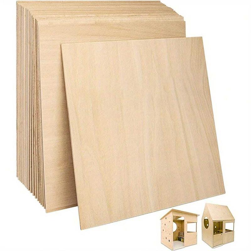 12Pcs Wood Sheets For Crafts Thick Wood Sheets With Smooth Surfaces For Laser Cutting, Wood Burning, Architectural Models