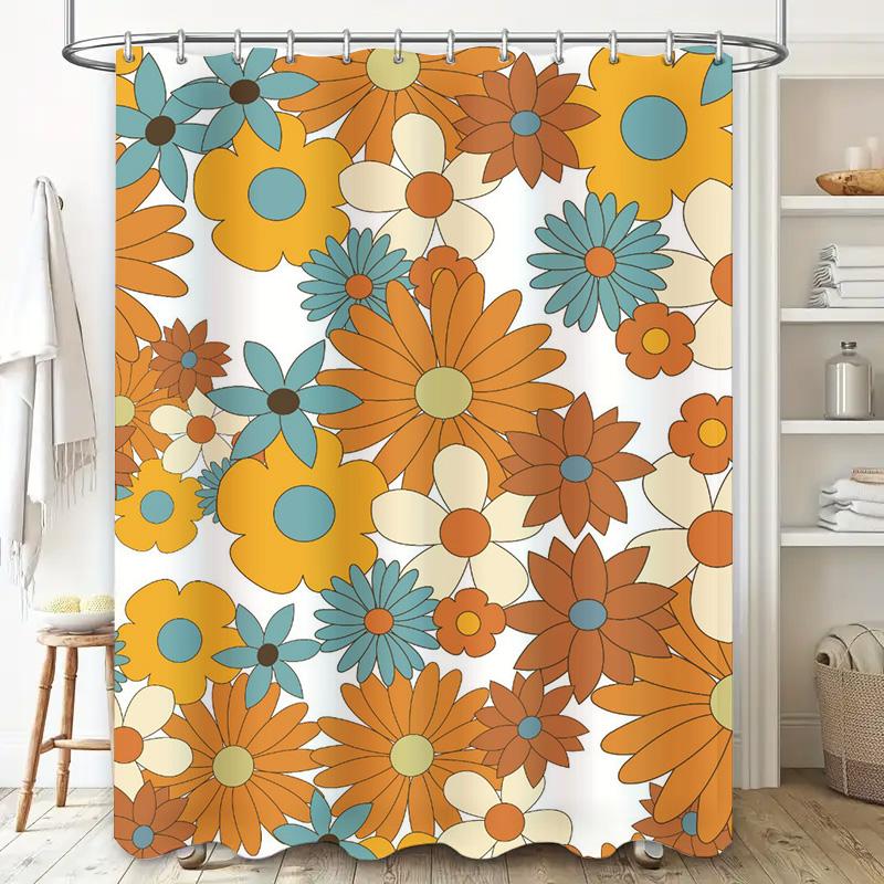 Цветная Цветочная Занавеска для Душа Декор Ванной Комнаты с Узором из Ярких Цветов для Домашнего Использования