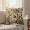 Vintage Chinoiserie Bird And Flower Throw Pillow Cover, Retro Botanical Floral Print Decorative Cushion For Bedroom Sofa Couch