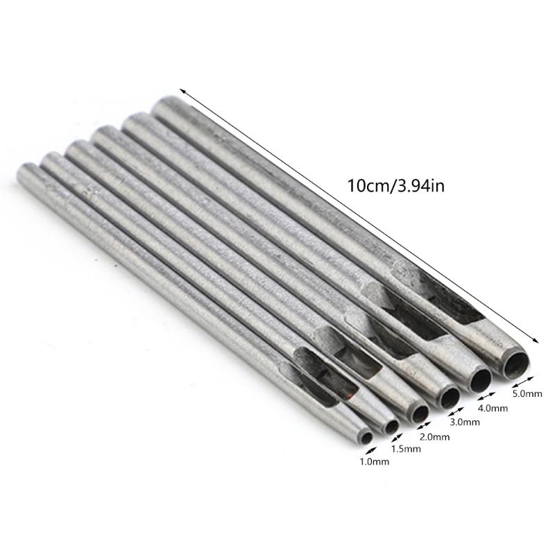 6Pcs Leather Craft Hole Puncher Round Hollow Punches Cutter Tool Leathercraft Hole Puncher Tool for Belt Watch Straps