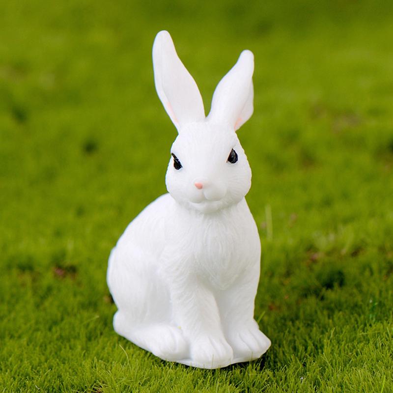 1Pc Cute Rabbit Easter Miniature Resin Craft Mini Bunny Ornament Fairy Garden Supplies Home Figurine Animal Garden Ornament