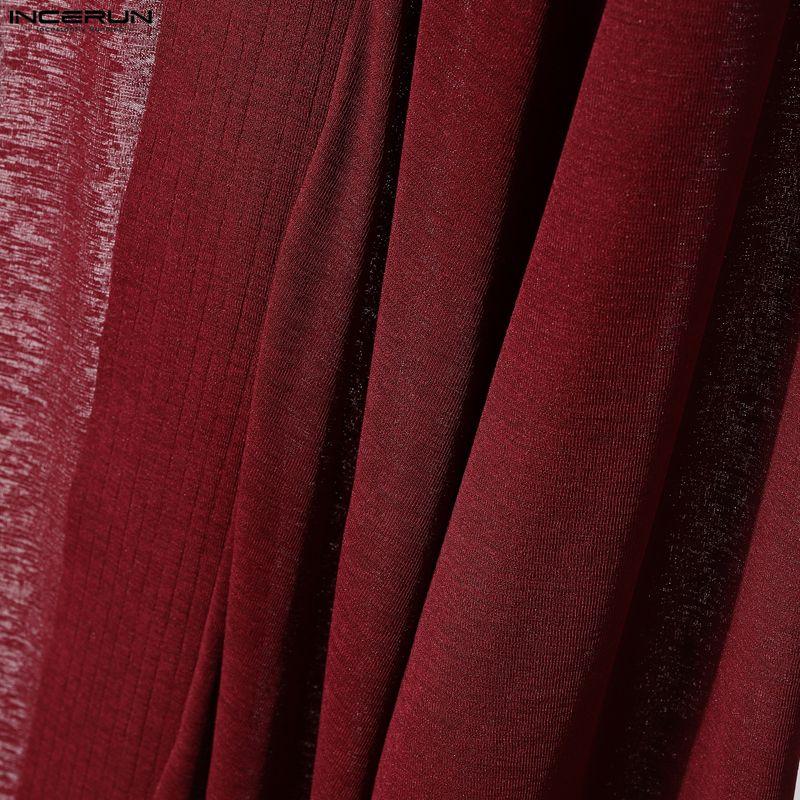Sleeve See Men Incerun Long Through Open Front Casual Long Cardigan Mesh Sheer Coats