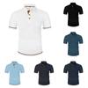 Men's Summer Solid Color Botton Collar Short Sleeve Tops Men's Loose Sports Casual Tops