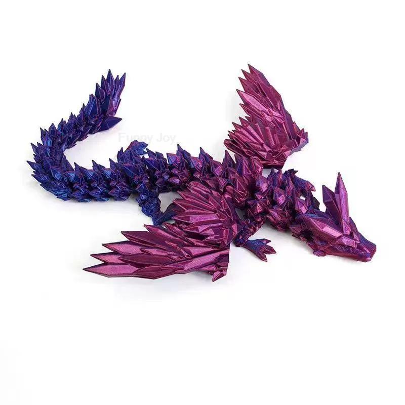 22CM 3D Printed Conjoined Dragon Crystal Dragon Wings Ornaments Joints Can Move Dragon Rockery Fish Tank Landscaping Decoration