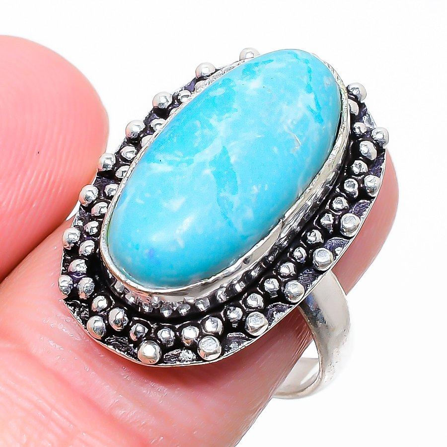 Ювелирное кольцо из стерлингового серебра 925 пробы с драгоценным камнем Ларимар, размер 9 s0d03