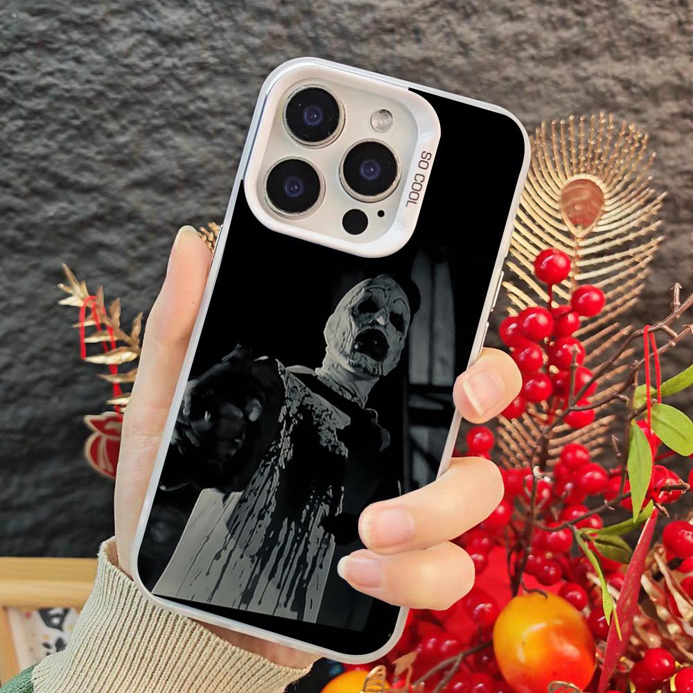 T-Terrifier Art The Clown Phone Case For Iphone 17 16 15 14 Pro Max Xr Air Plus Black Silver Hard Shell Cover