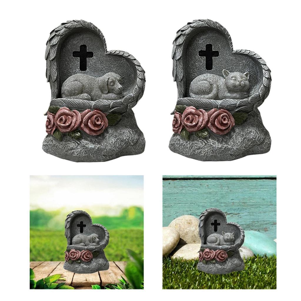 Pet Tombstone Statue Loss of Pet Sympathy Gifts Lawn Resin Pet Grave Marker
