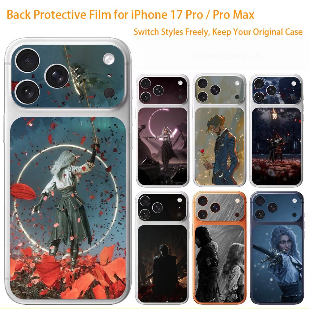 Игровой C-Clair Obscur Expedition 33 Премиальная виниловая наклейка для iPhone 17 Pro/Max, Задняя панель Защитная декаль для камеры (Не чехол)