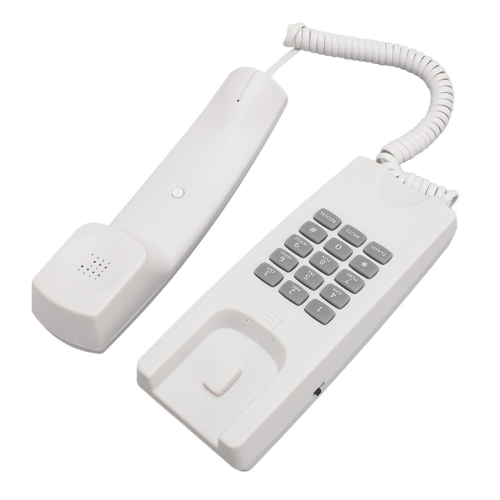 Проводной телефон ABS Настенный стационарный телефон с регулировкой громкости, функциями отключения звука и повторного набора для офиса, гостиницы, белый
