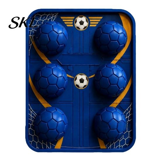 Reusable PET Ice Tray 3D Soccer Cube Mold, 6 Cavity Large Slow-Melting Sports-themed Tray, Novelty Ball for Whiskey Bourbon Cocktails Sports Cubes