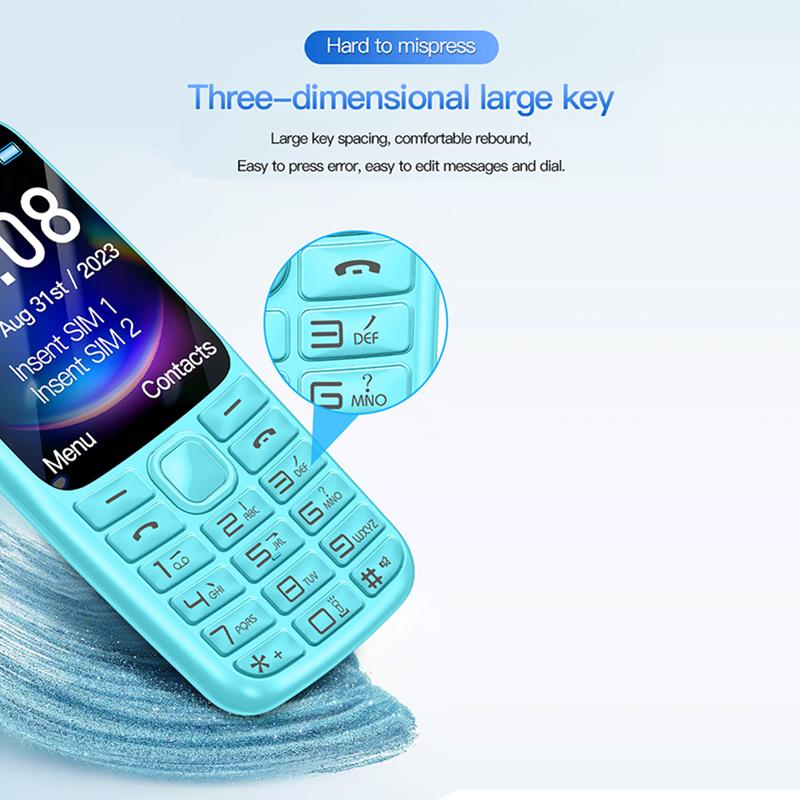 С99(H11) Мобильный телефон 4G с кнопками, 2,4-дюймовым TFT-экраном, двумя SIM-картами, двойным режимом ожидания, 240x320, будильником Voice King, аккумулятором 1500 мАч, мини-телефоном с фонариком