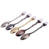 Retro Style Leaf Spoon Crystal Head Ice Cream Spoon Portable Coffee Spoon