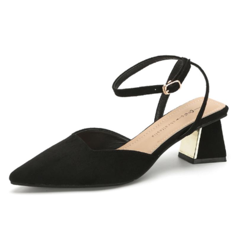 Fashion Sandals for Woman Chunky Pointed Toe Footwear Closed Summer 2025 Thick Heel Block High Heels Heeled Pumps Women's Shoes