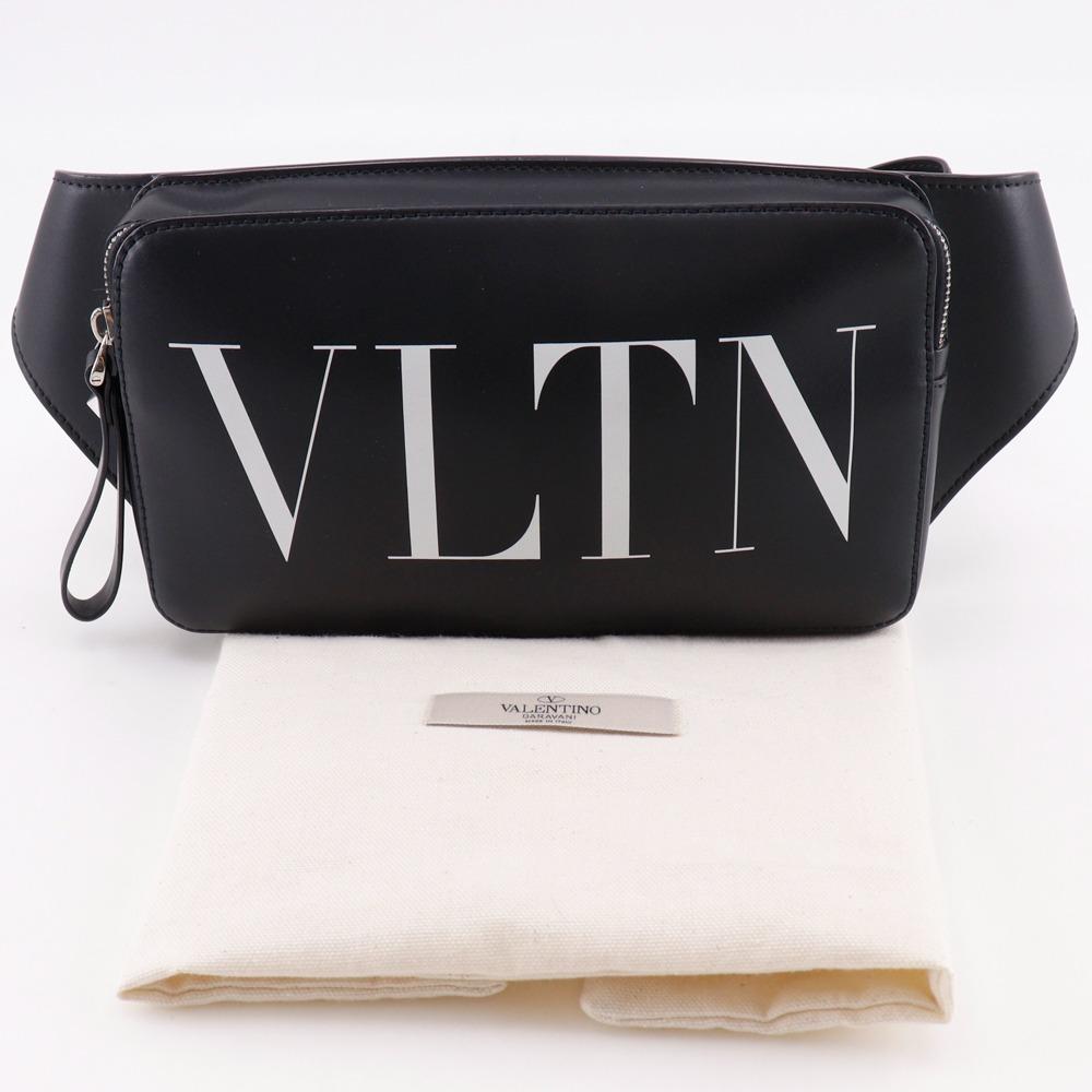 Valentino Garavani VLTN Logo Body Bag B0719WJW Studs Black Leather Mens Used