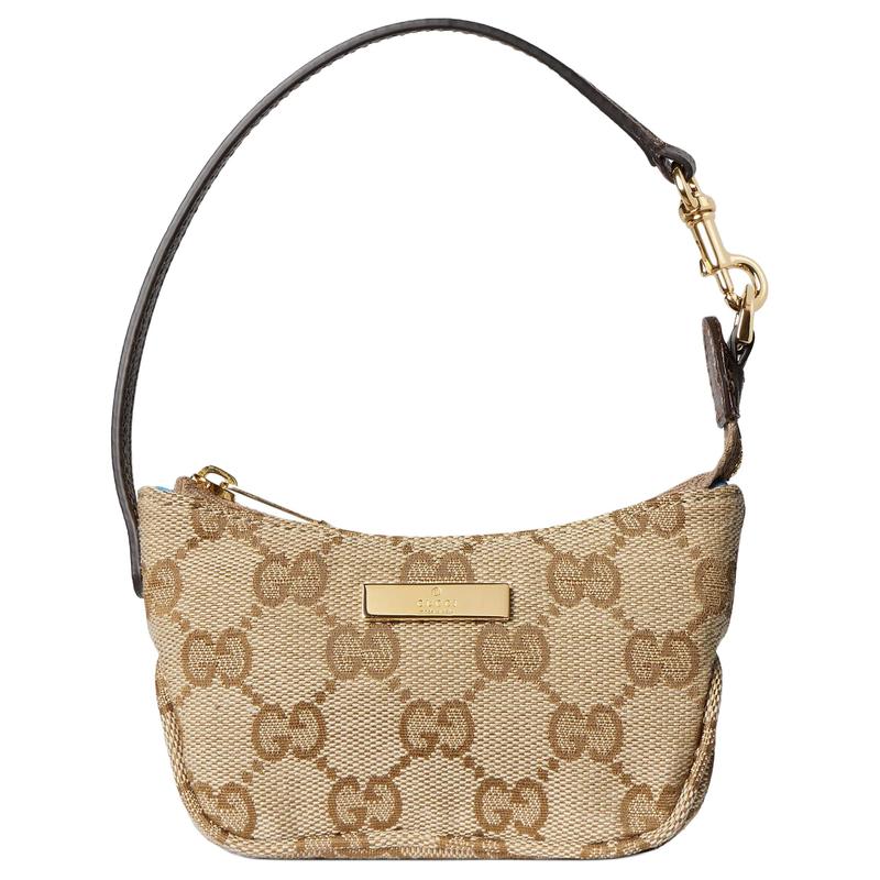 Gucci Lady Lunetta Generation Snap Closure Canvas Coin Purse Regular Unisex Couple Style Sand and Brown