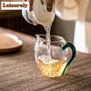 210ML Japanese Phoenix Tail Transparent Glass Tea Pitcher Heat Resistant Cha Hai Justice Cup Puer Chinese Tea Set Accessories