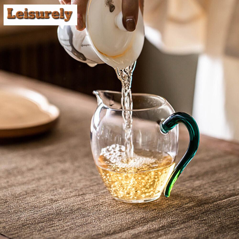210ML Japanese Phoenix Tail Transparent Glass Tea Pitcher Heat Resistant Cha Hai Justice Cup Puer Chinese Tea Set Accessories