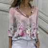 Spring Fall Long Sleeve Lapel Button Up Floral Print Blouses Women Plus Size Loose Shirt Lady Tops