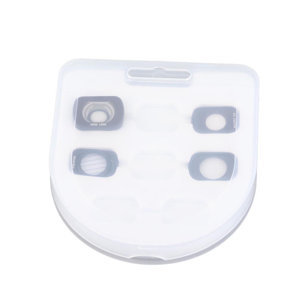 Комплект из 4 шт. фильтров для объектива камеры: 1x широкоугольный, 1x макрообъектив, 1x 1/4 белый софт, 1x синий фильтр с эффектом царапин для Osmo Pocket 3