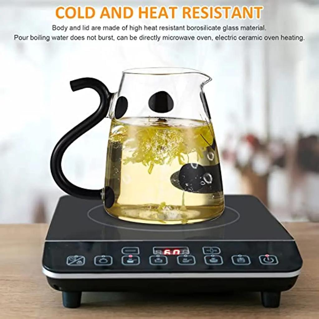 1/2PC 550ml Borosilicate Glass Cow Cold Kettle Set Transparent Water Carafe With Cup Cartoon Coffee Teapot Milk Juice Pitcher