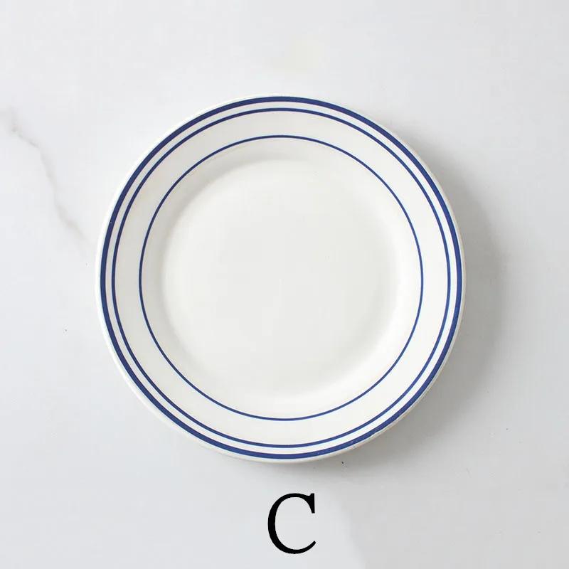 8-дюймовые керамические плоские тарелки, бытовые тарелки для завтрака, десерта, салата, стейка, обеденная тарелка, сервировочные блюда для кофейни