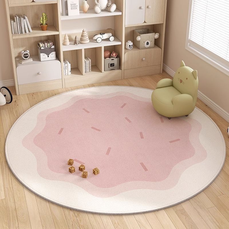 Happy Childhood Cloud Round Rug - Pink Gradient Children's Room Carpet Mat  Used for Home Decoration  Non Slip Children's Rug