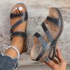 Pu Leather Wedge Sandals for Women Summer Hook Loop Non-Slip Platform Rome Sandals Woman Light Casual Med Heel Sandalias Mujer