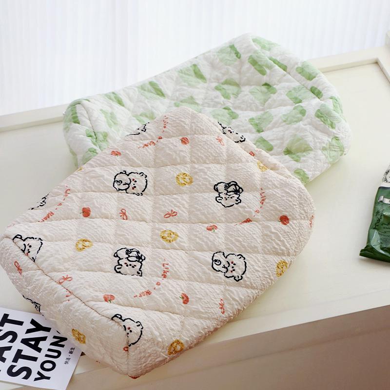 Yellow Duck Pear Large Capacity Makeup & Stationery Bag with Color Block Design