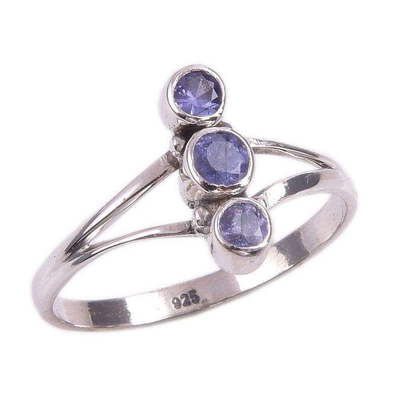 Ювелирное кольцо из стерлингового серебра 925 пробы с натуральным танзанитом, размер 7 M9U89