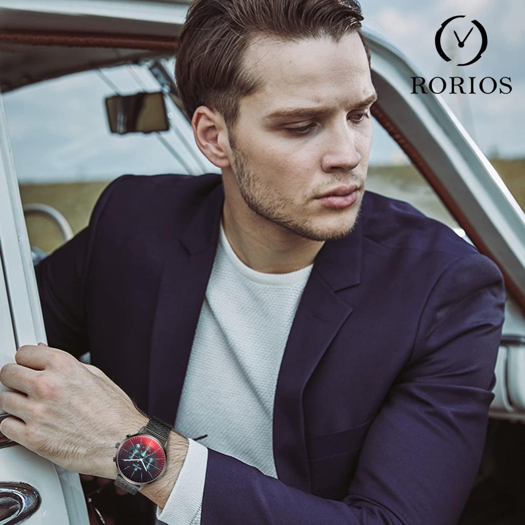 RORIOS Men's Watch, Simple and Popular, Chronograph, Calendar, Date Display, Waterproof, Multi-Hand Analog Quartz Watch, Perfect for Business,