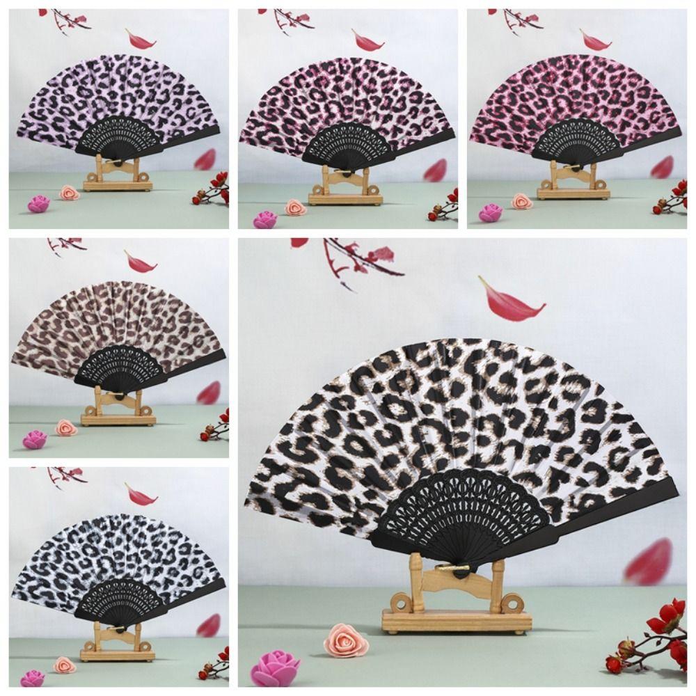 Cloth Hand Fold Fan Leopard Print Dance Fan Portable Performance Fan Performance Decor