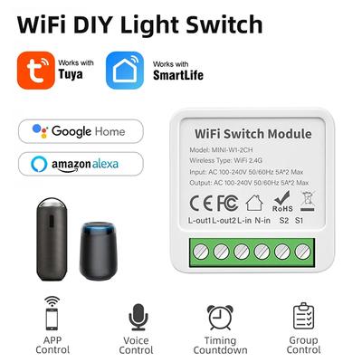 16А Wi-Fi Умный Переключатель Модуль Умного Дома для Освещения Двустороннее Управление Работает с Tuya Smart Life с Alexa Google Home Совместное Использование
