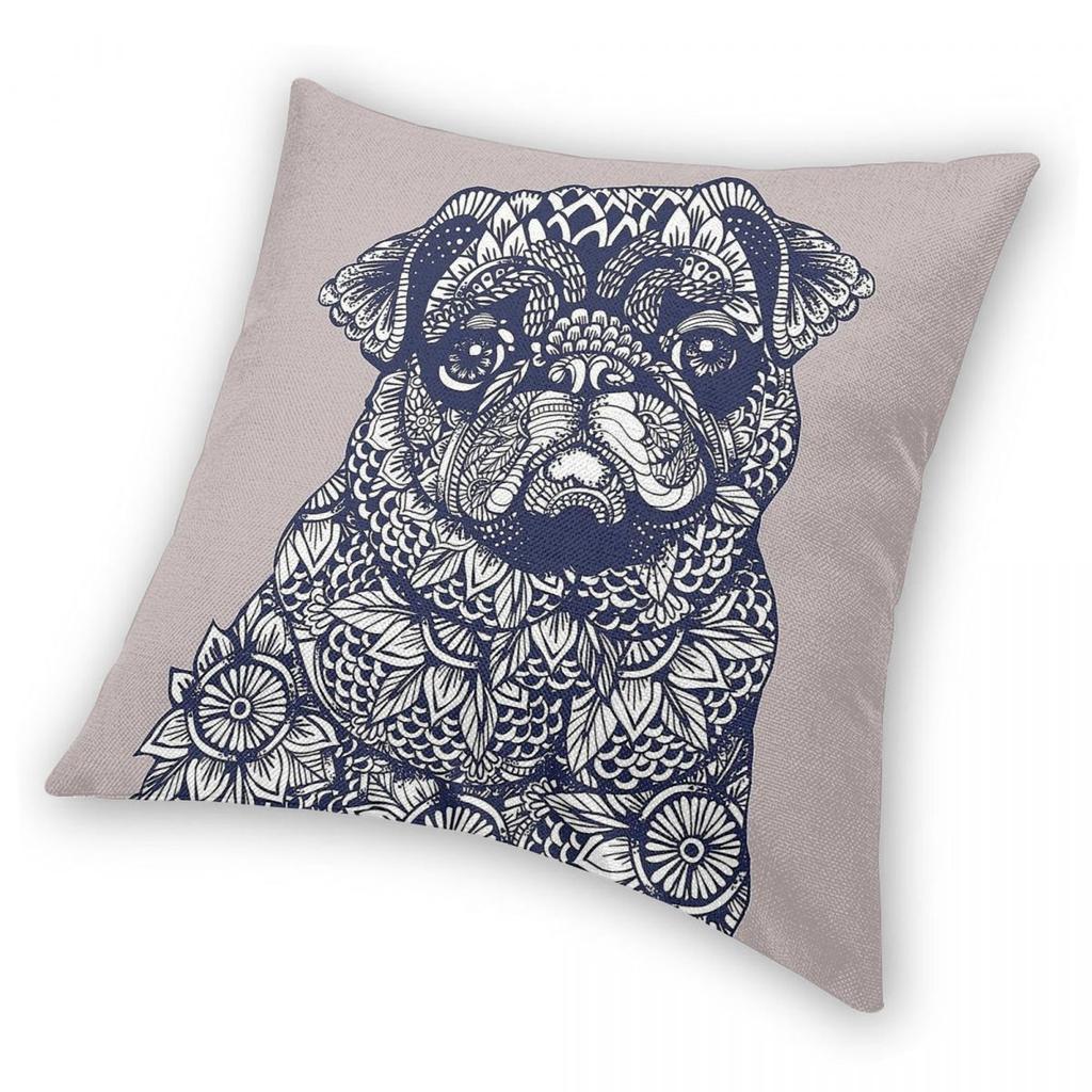 Mandala Of Pug Square Pillowcase Polyester Linen Velvet Pattern Zip Decorative Sofa Seater Cushion Cover 45X45