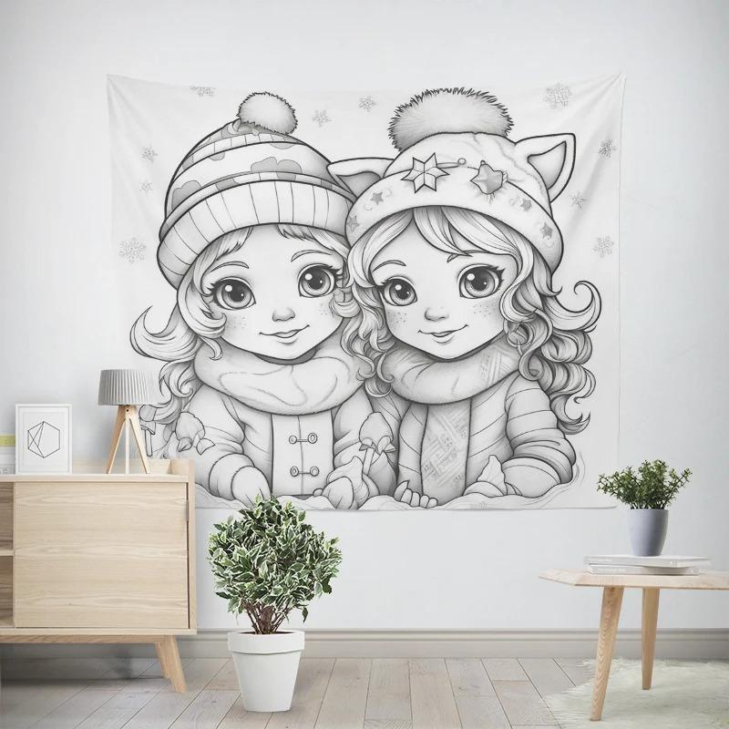 Рождественский Новый год Пингвин Сова Узор Гостиная Спальня Декоративный Гобелен