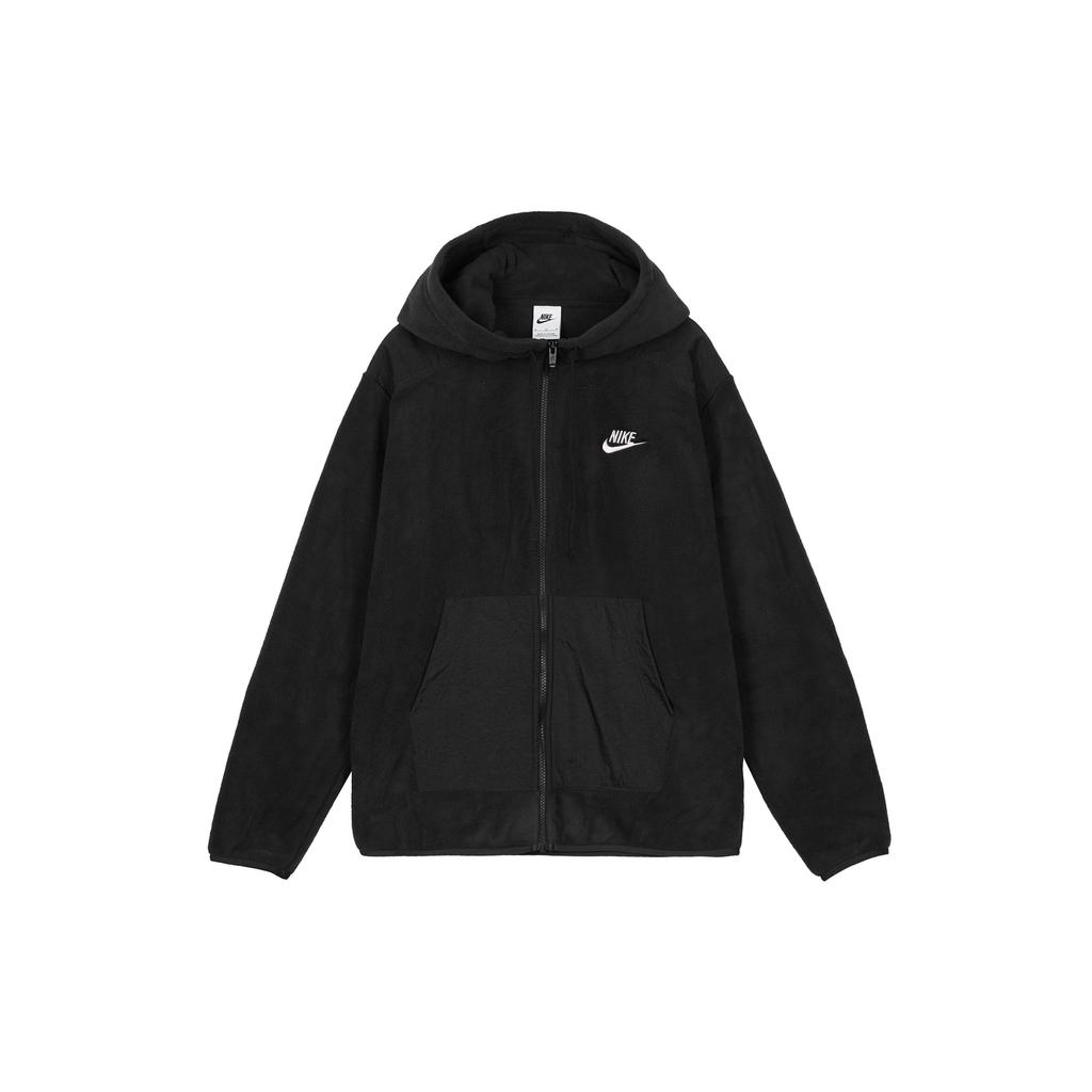 Nike Sportswear Style Essentials+ Logo Embroidered Velour Hooded Jacket Men Jackets Black DD4883-010