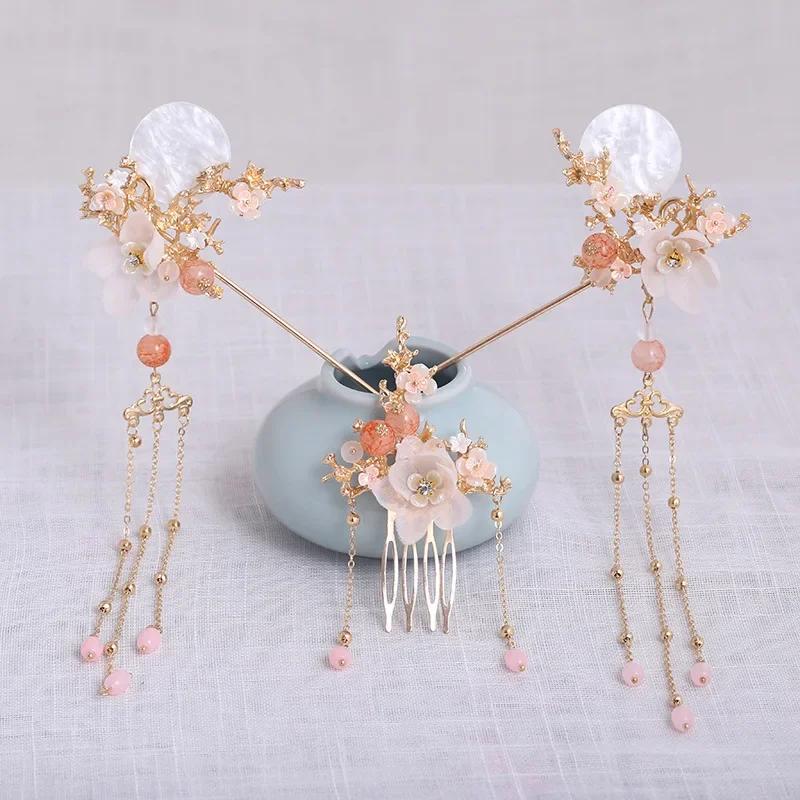 Chinese Style Ancient Style Accessories Crown Tassel Step Swaying Hairpin Ancient Costume Hairpin Fairy Aura Female Jewelry Set