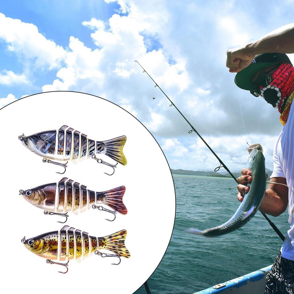 3 Pack Fishing Lures Baits Crankbait Tools Gifts Hard Swimbaits for Bass Crappie Saltwater