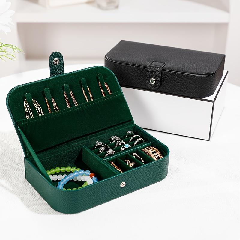 Elegant Green Jewelry Box - Large Faux Leather Organizer for Earrings, Necklaces & Rings. Perfect Gift for Women & Mothers! 