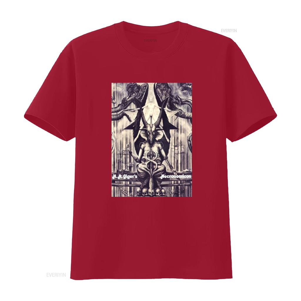 HR Giger Necronomicon T Shirt Unique Fantasy Art Print for Men and Women vintage Washed Unisex streetwear graphic Soft