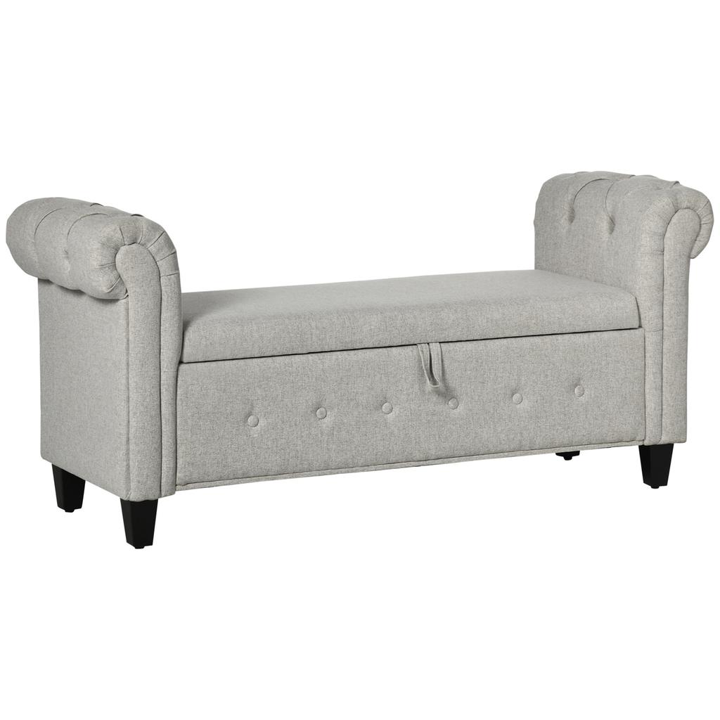 Storage Footstool With Armrests For Bedroom Living Room Hallway 146.5x49x74.5 Cm Light Gray