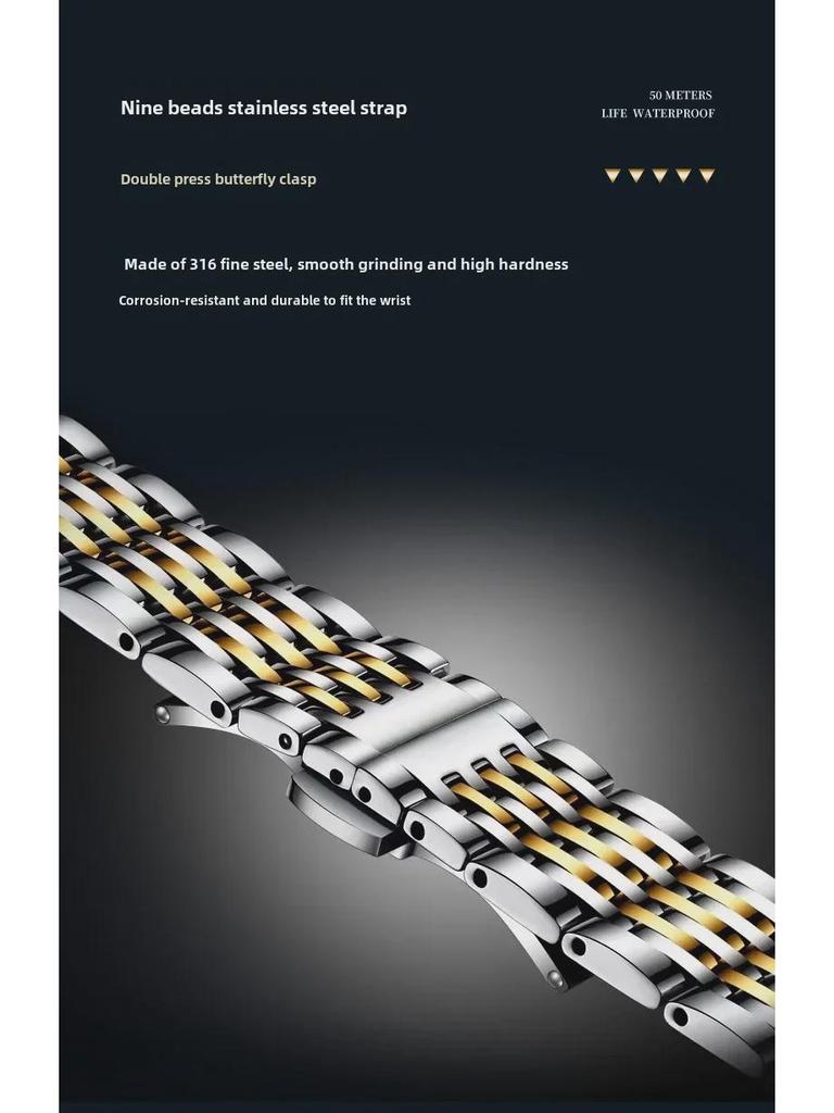 Автоматические мужские механические часы Jinlong с прозрачным корпусом и ремешком с застежкой-бабочкой