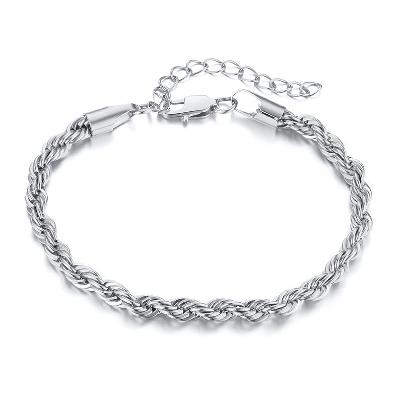Twist Rope Chain Bracele Bangle for Women Stainless Steel 5mm 316L Stainless Steel Homme 15cm 19cm