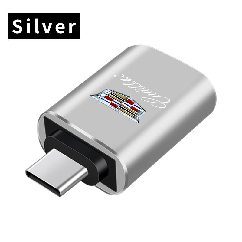 Мини-конвертер-адаптер для зарядки с интерфейсом USB Type-C на USB-A для Cadillac Логотип Escalade CTS ATS SRX XTS XT5 STS CT5 CT6 BLS XLR