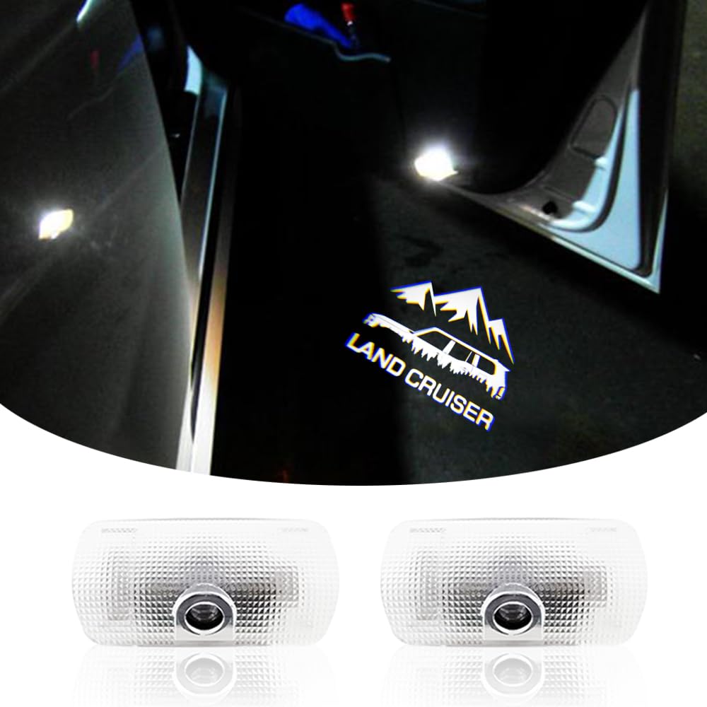Car Courtesy Lights, Door Lights with Logo, Compatible with Toyota Land Cruiser 250 Series, Set of 2